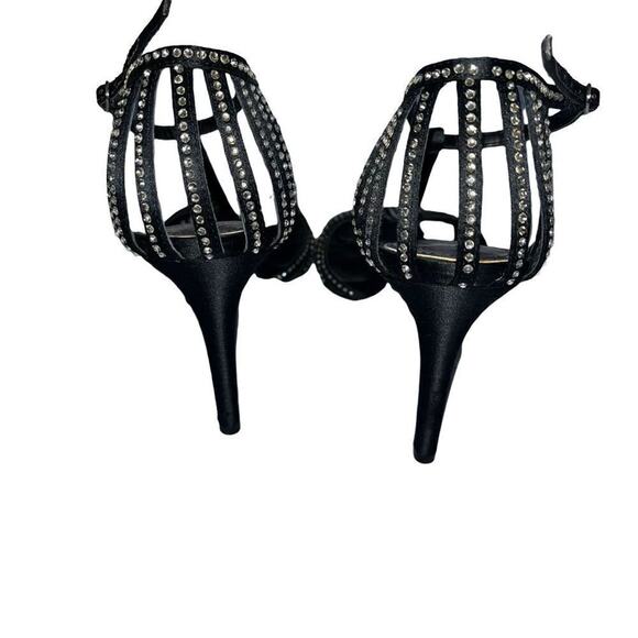 Lauren Ralph Lauren black strap heel sandals with rhinestones 8 - Picture 4 of 6